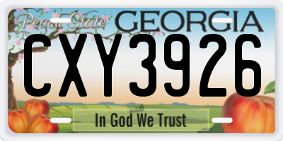 GA license plate CXY3926