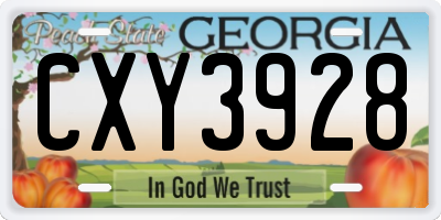 GA license plate CXY3928
