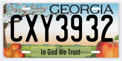 GA license plate CXY3932