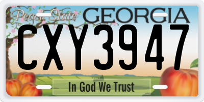 GA license plate CXY3947