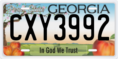 GA license plate CXY3992