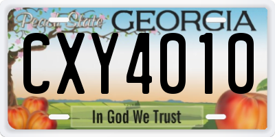 GA license plate CXY4010