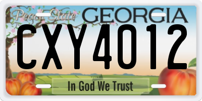 GA license plate CXY4012