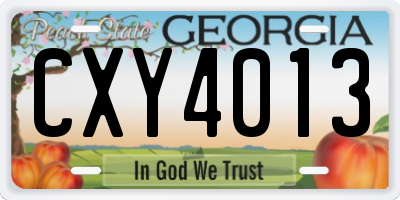 GA license plate CXY4013