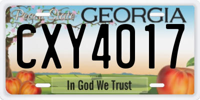 GA license plate CXY4017