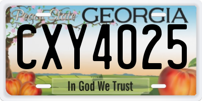 GA license plate CXY4025