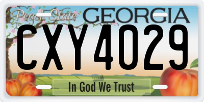 GA license plate CXY4029