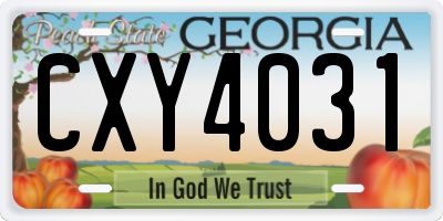 GA license plate CXY4031
