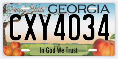 GA license plate CXY4034