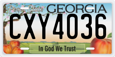 GA license plate CXY4036