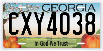 GA license plate CXY4038