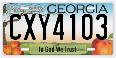 GA license plate CXY4103
