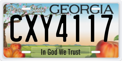 GA license plate CXY4117