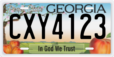 GA license plate CXY4123