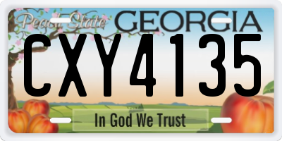GA license plate CXY4135
