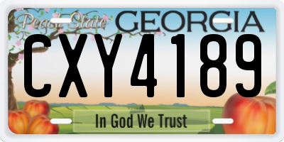 GA license plate CXY4189