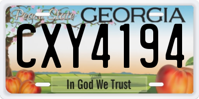 GA license plate CXY4194