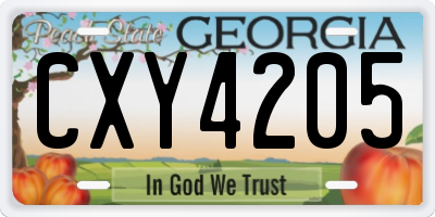 GA license plate CXY4205