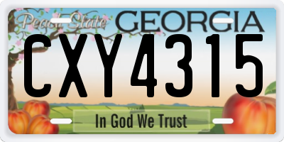 GA license plate CXY4315