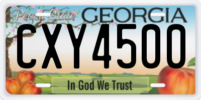GA license plate CXY4500