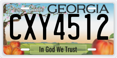 GA license plate CXY4512