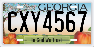 GA license plate CXY4567