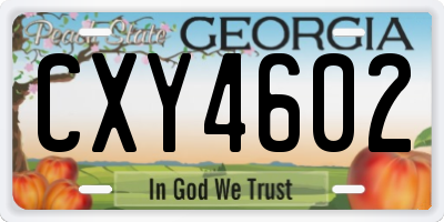 GA license plate CXY4602