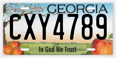 GA license plate CXY4789