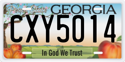 GA license plate CXY5014