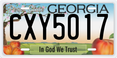 GA license plate CXY5017