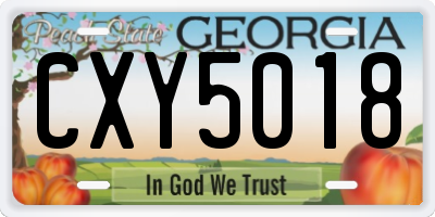 GA license plate CXY5018