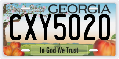 GA license plate CXY5020