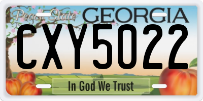 GA license plate CXY5022