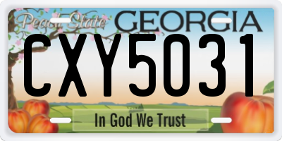 GA license plate CXY5031