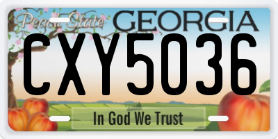 GA license plate CXY5036
