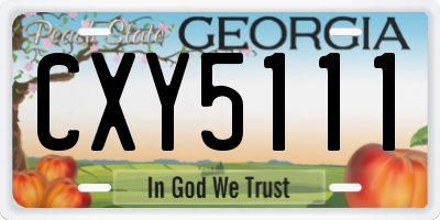 GA license plate CXY5111