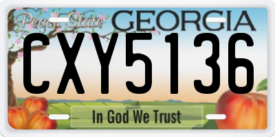 GA license plate CXY5136
