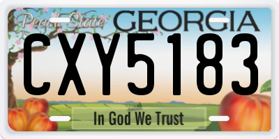 GA license plate CXY5183