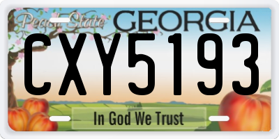 GA license plate CXY5193