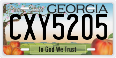 GA license plate CXY5205