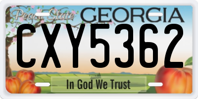 GA license plate CXY5362