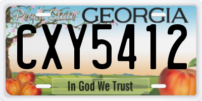 GA license plate CXY5412