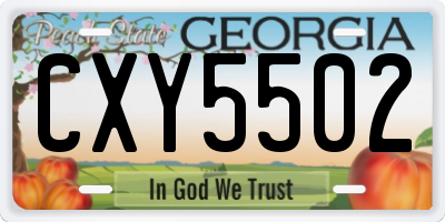 GA license plate CXY5502