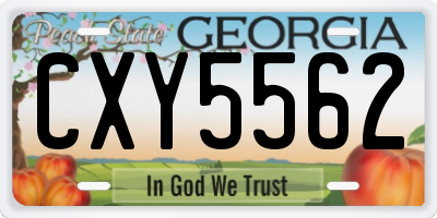 GA license plate CXY5562
