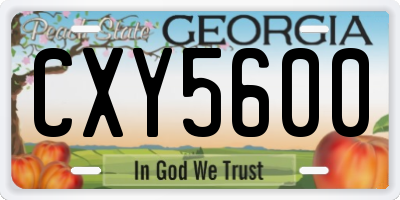 GA license plate CXY5600
