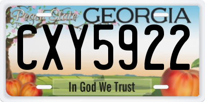 GA license plate CXY5922
