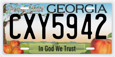 GA license plate CXY5942