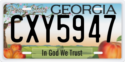 GA license plate CXY5947
