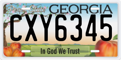 GA license plate CXY6345