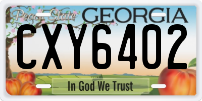 GA license plate CXY6402